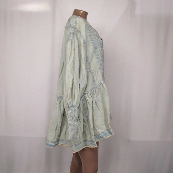 NEW FREE PEOPLE Women’s Sweet Summer Bed Front Tie Long Jacket Light Blue Size S - Picture 4 of 10